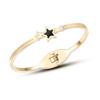 Stainless Steel Bangle 316L Stainless Steel with Black Shell Star plated for woman & with rhinestone 10mm Inner Approx 57mm Sold By PC