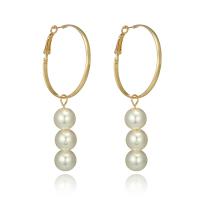 Zinc Alloy Hoop Earring with Plastic Pearl gold color plated for woman nickel lead & cadmium free Sold By Pair