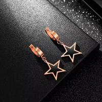Titanium Steel Huggie Hoop Drop Earring with Acrylic Star rose gold color plated for woman lead & cadmium free Sold By Pair