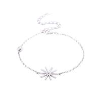 925 Sterling Silver Bangle Bracelet with 2.5lnch extender chain Flower platinum plated oval chain & for woman nickel lead & cadmium free Sold Per Approx 5.5 Inch Strand