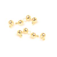 Brass Jewelry Pendants, Round, real gold plated, nickel, lead & cadmium free, 3mm, Hole:Approx 0.5-1mm, 100PCs/Bag, Sold By Bag