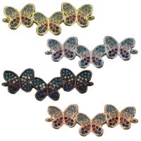 Brass Jewelry Connector Butterfly plated micro pave cubic zirconia & 1/1 loop Approx 1.5mm Sold By PC