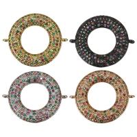 Mässing smycken Connector, Donut, plated, micro bana cubic zirconia & 1/1 slinga, fler färger för val, 26x22x3mm, Hål:Ca 1mm, Säljs av PC