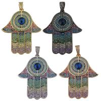 Brass Pendant with Resin Hamsa plated evil eye pattern & micro pave cubic zirconia Approx Sold By PC