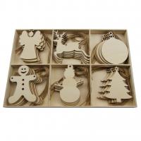 Wood Hanging Decoration Christmas jewelry original color Sold By Set