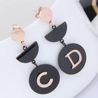 Titanium Steel  Earring, with Acrylic, rose gold color plated, for woman, lead & cadmium free, 53x18mm, Sold By Pair