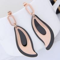 Titanium Steel  Earring, with Acrylic, rose gold color plated, for woman, lead & cadmium free, 58x18mm, Sold By Pair
