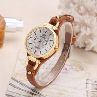 Women Wrist Watch PU Leather with zinc alloy dial & Glass Chinese watch movement nickel lead & cadmium free for woman gold color plated 30mm 6mm Approx 9 Inch  Sold By PC