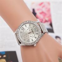Damen Armbanduhr, Edelstahl, mit Zinklegierung Zifferblatt & Glas, plattiert, für Frau & mit Strass, keine, frei von Nickel, Blei & Kadmium, 45mm, Länge:ca. 9.5 ZollInch, verkauft von PC
