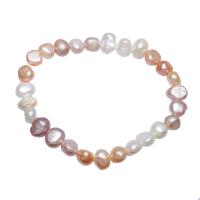 Bracelet en perles de culture d'eau douce, perle d'eau douce cultivée, Baroque, naturel, pour femme, couleurs mélangées, 7-8mm, Vendu par Environ 7.5 pouce brin