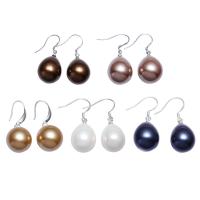South Sea Shell Earring, brass earring hook, Teardrop, for woman, mixed colors, 14x34mm, 10Pairs/Bag, Sold By Bag