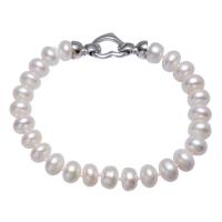 Freshwater Cultured Pearl Bracelet Freshwater Pearl brass foldover clasp natural for woman white 9-10mm Sold Per Approx 7 Inch Strand