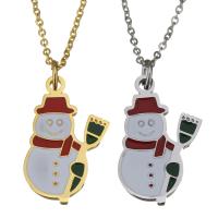 Stainless Steel Jewelry Necklace with White Shell with 2Inch extender chain Snowman plated oval chain & for woman & enamel 1.5mm Sold Per Approx 18 Inch Strand