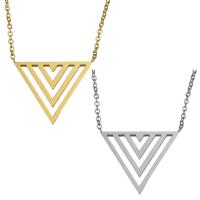 Stainless Steel Jewelry Necklace, with 2Inch extender chain, Triangle, plated, oval chain & for woman, more colors for choice, 25x21mm, 1.5mm, Sold Per Approx 18 Inch Strand