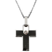 Stainless Steel Jewelry Necklace with 2Inch extender chain Cross plated Unisex & oval chain & with rhinestone 1mm Sold Per Approx 18 Inch Strand