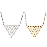 Stainless Steel Jewelry Necklace, with 2Inch extender chain, Triangle, plated, Unisex & oval chain, more colors for choice, 26x19mm, 1mm, Sold Per Approx 18 Inch Strand