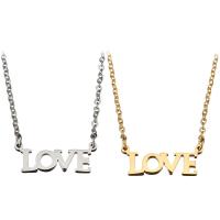 Stainless Steel Jewelry Necklace, with 2Inch extender chain, Alphabet Letter, word love, plated, Unisex & oval chain, more colors for choice, 20x8mm, 1mm, Sold Per Approx 18 Inch Strand