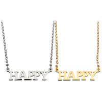 Stainless Steel Jewelry Necklace with 2Inch extender chain Alphabet Letter word happy plated Unisex & oval chain 1mm Sold Per Approx 18 Inch Strand
