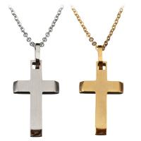 Stainless Steel Jewelry Necklace, with 2Inch extender chain, Cross, plated, Unisex & oval chain, more colors for choice, 15x25mm, 1mm, Sold Per Approx 18 Inch Strand