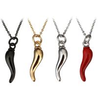 Stainless Steel Jewelry Necklace, with 2Inch extender chain, Cayenne, plated, Unisex & oval chain & enamel, more colors for choice, 7x27mm, 1mm, Sold Per Approx 18 Inch Strand