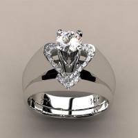 Conjunto de anillo de latón de moda, metal, chapado en color de platina, diverso tamaño para la opción & para mujer & con diamantes de imitación, 2PCs/Set, Vendido por Set
