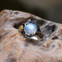 Brass δάχτυλο του δακτυλίου, Ορείχαλκος, με Sea Opal, επιχρυσωμένο, διαφορετικό μέγεθος για την επιλογή & για τη γυναίκα, Sold Με PC