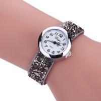 Women Wrist Watch Velveteen with zinc alloy dial & Glass Chinese watch movement for woman & with rhinestone silver color plated 25mm 15mm Approx 8.5 Inch  Sold By PC