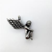 Stainless Steel Pendants, Angel, plated, blacken, more colors for choice, 38x37mm, Hole:Approx 2-4mm, Sold By PC