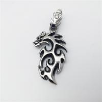 Stainless Steel Animal Pendants, Dragon, plated, blacken, more colors for choice, 22x40mm, Hole:Approx 2-4mm, Sold By PC