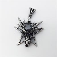 Stainless Steel Animal Pendants, Dragon, with rhinestone & blacken, more colors for choice, 32x35mm, Hole:Approx 2-4mm, Sold By PC
