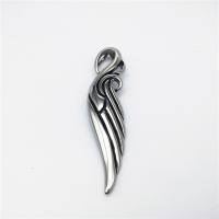 Stainless Steel Pendants, Wing Shape, blacken, 16x65mm, Hole:Approx 2-4mm, Sold By PC