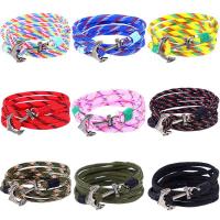 Tibetan Style Bracelet, with Waxed Nylon Cord & Polyester Cord, Anchor, antique silver color plated, multilayer & Unisex, more colors for choice, nickel, lead & cadmium free, 3mm, Sold Per Approx 16 Inch Strand
