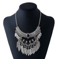 Zinc Alloy Fringe Necklace with Resin & Brass with 5cm extender chain Tassel antique silver color plated Unisex & twist oval chain lead & cadmium free Sold Per Approx 14.9 Inch Strand