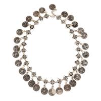 Collier de bijoux en alliage de zinc, avec 5cm chaînes de rallonge, Plaqué de couleur d'argent, unisexe, sans plomb et cadmium, 40mm, Vendu par Environ 17.7 pouce brin