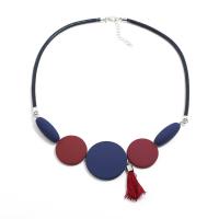 PU Leather Cord Necklace, with Resin, with 5cm extender chain, Tassel, Korean style & geometric & for woman, more colors for choice, 42x45mm, Sold Per Approx 20.48 Inch Strand