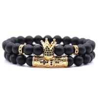 Abrazine Stone Bracelet Set with Elastic Thread & Brass Crown plated Unisex & anti-fatigue & micro pave cubic zirconia nickel lead & cadmium free 8mm Length Approx 7.5 Inch Sold By Lot