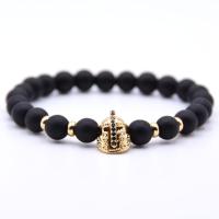 Abrazine Stone Bracelet with Elastic Thread & Brass Helmet plated Unisex & anti-fatigue & micro pave cubic zirconia nickel lead & cadmium free 8mm Length Approx 7.5 Inch 6/Lot Sold By Lot