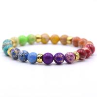 Impression Jasper Bracelet, with Elastic Thread & Tibetan Style, plated, Unisex & anti-fatigue, more colors for choice, nickel, lead & cadmium free, 8mm, Sold Per Approx 7.5 Inch Strand