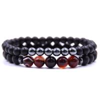 Abrazine Stone Bracelet Set, with Elastic Thread & Agate, Unisex & anti-fatigue, nickel, lead & cadmium free, 8mm, Length:Approx 7.5 Inch, 6Sets/Lot, Sold By Lot
