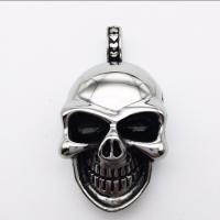 Stainless Steel Skull Pendants, Halloween Jewelry Gift & blacken, 23x45mm, Sold By PC