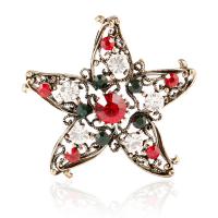 Tibetan Style Brooches, Star, plated, for woman & with rhinestone, more colors for choice, nickel, lead & cadmium free, 48mm, Sold By PC