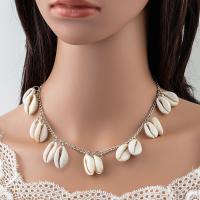Zinc Alloy Necklace with Shell Shell plated twist oval chain & for woman lead & cadmium free Sold Per Approx 19.69 Inch Strand