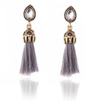 Fashion Fringe Earrings Zinc Alloy stainless steel post pin Tassel gold color plated for woman & with cubic zirconia lead & cadmium free Sold By Pair