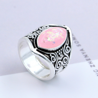 Brass Finger Ring with Opal antique silver color plated & for woman nickel lead & cadmium free Sold By PC