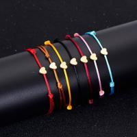 Tibetan Style Bracelet, Nylon, with Tibetan Style, Heart, gold color plated, adjustable & for woman, more colors for choice, lead & cadmium free, 6mm, Sold Per Approx 7-11.5 Inch Strand