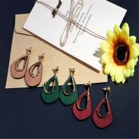 Tibetan Style Drop Earring, with Wood, gold color plated, for woman, more colors for choice, lead & cadmium free, 50x30mm, Sold By Pair