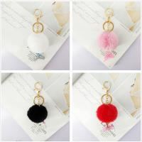 Fur Ball Pom Pom Keychain, Tibetan Style, with Faux Rabbit Hair & Acrylic, Mermaid tail, gold color plated, for woman, more colors for choice, nickel, lead & cadmium free, 50x140mm, Sold By PC