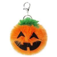 Fur Ball Pom Pom Keychain, Tibetan Style, with Faux Rabbit Hair, Pumpkin, silver color plated, for woman, more colors for choice, nickel, lead & cadmium free, 100x150mm, Sold By PC