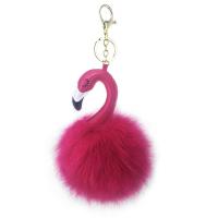 Fur Ball Pom Pom Keychain, Tibetan Style, with Plush & PU Leather, Bird, gold color plated, for woman, more colors for choice, nickel, lead & cadmium free, 100x240mm, Sold By PC