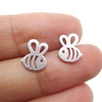 Zinc Alloy Stud Earring stainless steel post pin Bee plated for woman lead & cadmium free Sold By Pair